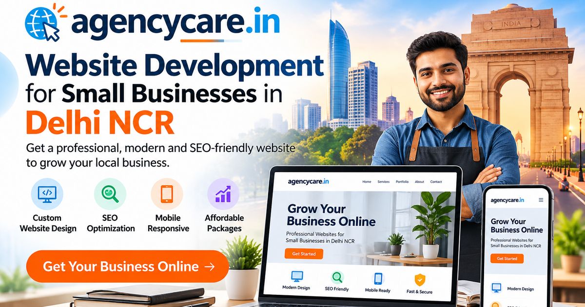 Website development for small businesses in Delhi NCR: laptop and mobile showing a business website